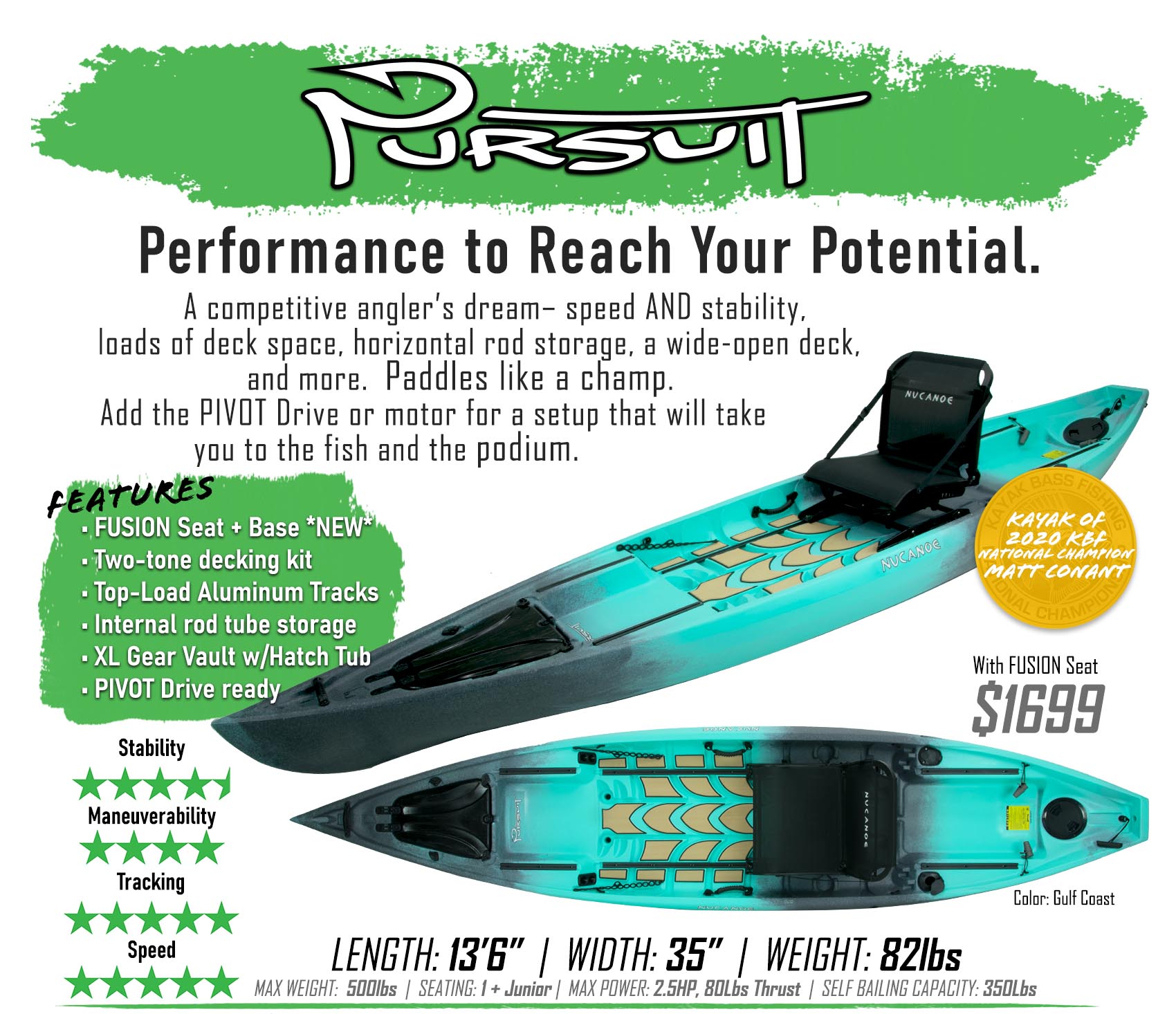 Dsgmodel Pursuit | Fishing Kayaks | Canoe Fishing | Nucanoe