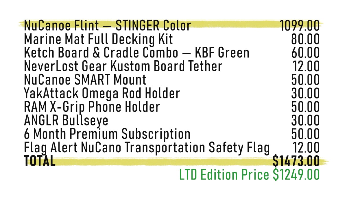 Ltd Flint Smart Kayak Item List | Fishing Kayaks | Canoe Fishing | Nucanoe